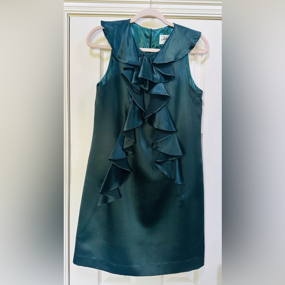 Milly of New York Forest Green Silk Dress